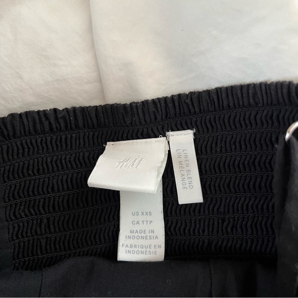 H&M Black Sweetheart Neckline Linen Midi Dress - Picture 4 of 6